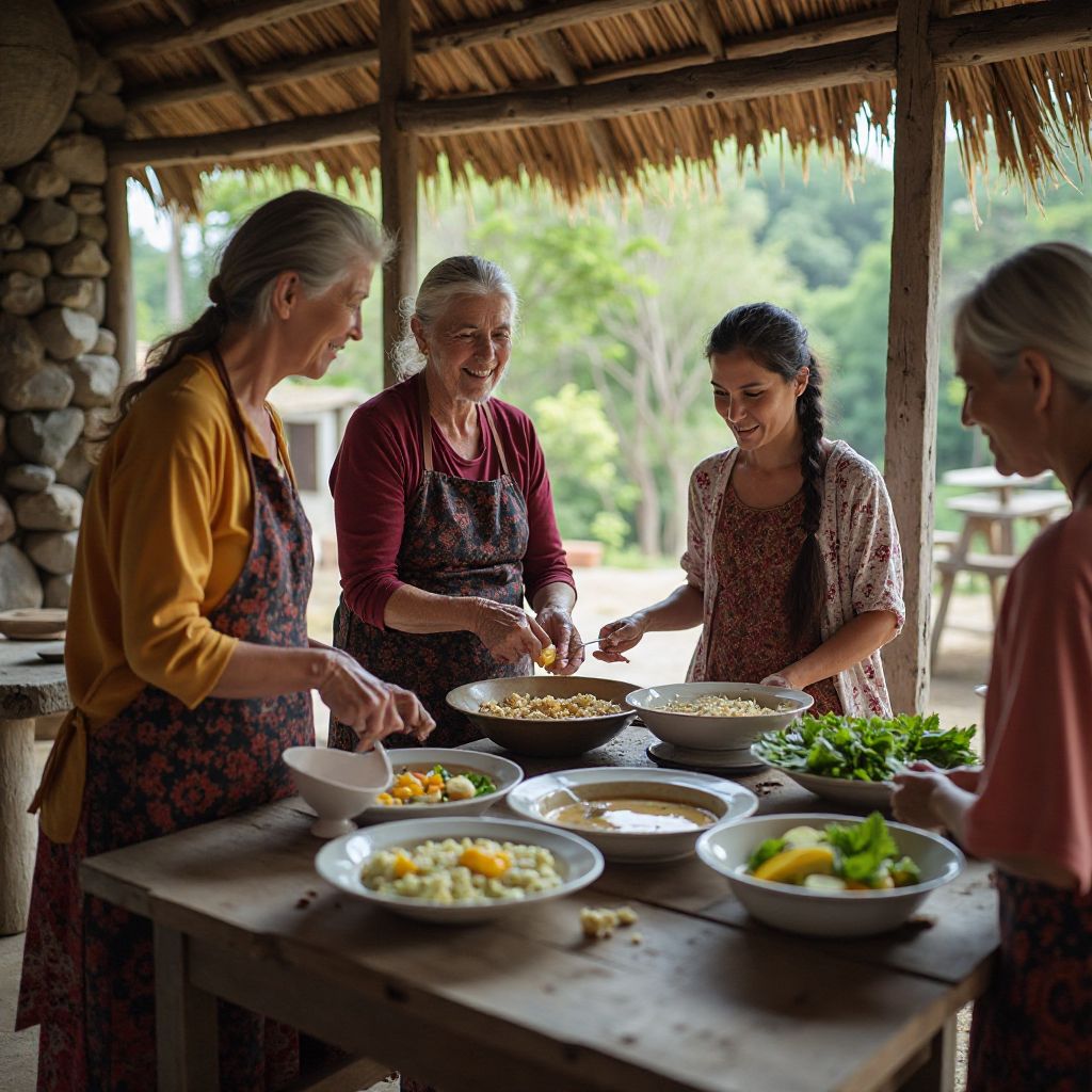 Traditional cooking workshop with multi-generational participation